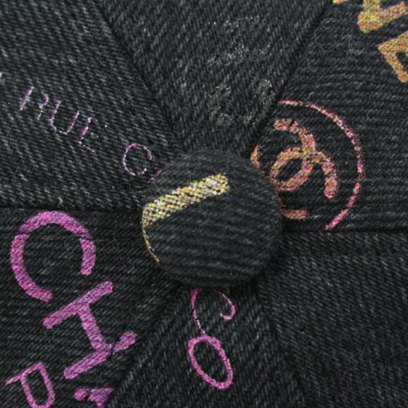 Chanel 22P Black Denim x Pink CC Logo All Over Baseball Cap 98ck323s - Picture 12 of 12